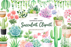 Watercolor Succulent Clipart, an Illustration by CreationArt