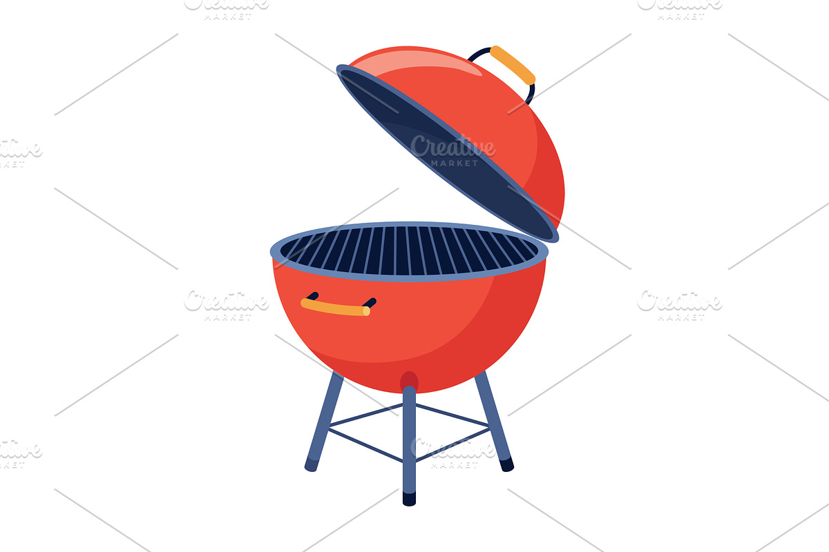 Red barbecue with accessories, an Illustration by Things for designers