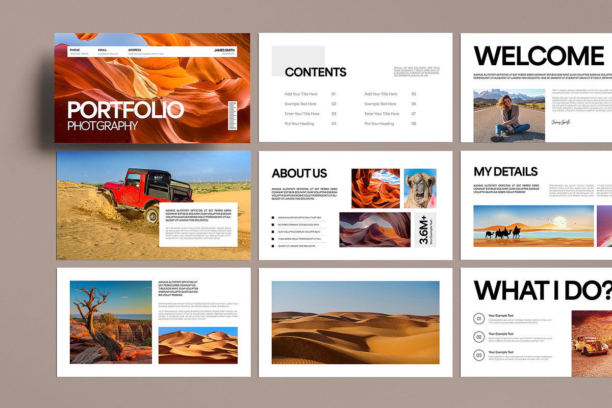 Photography Portfolio Presentation, a Presentation Template by MightyDesign (Photo 1 of 8)