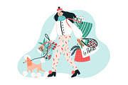 Girl walking with dog, a Person Illustration by Good Studio (Thumbnail 1 of 3)
