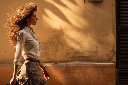 Side profile, natural portrait of a beautiful fashionable woman, a Photo by AS photostudio
