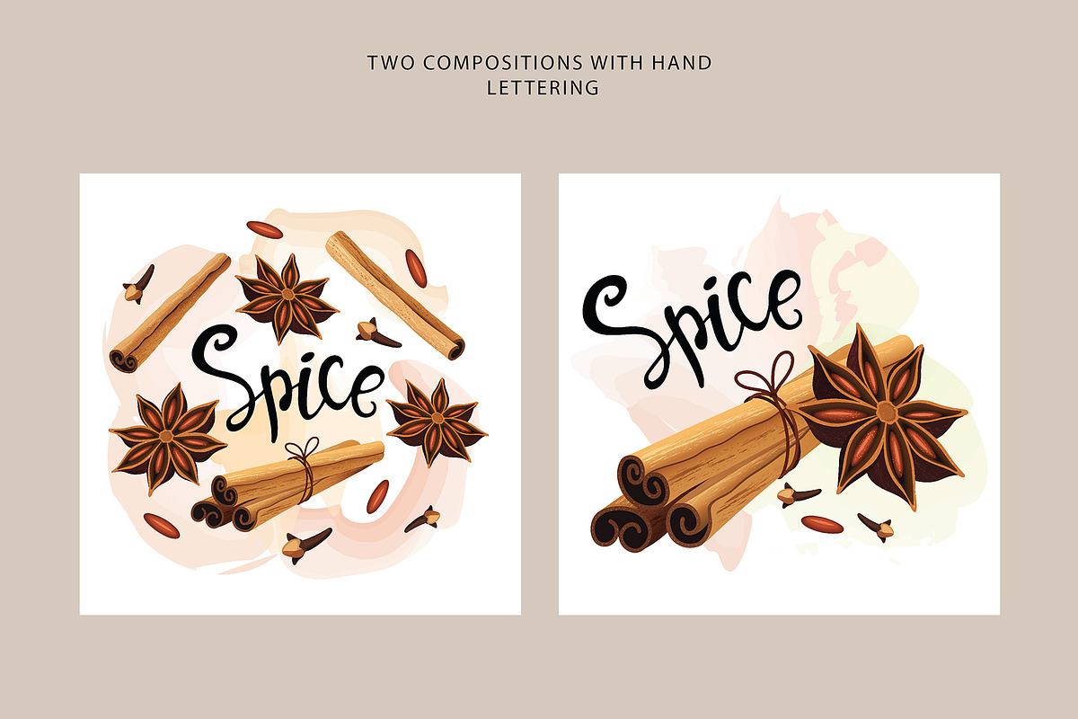 Spices and oranges. Vector set., an Object Graphic by natamastery (Photo 4 of 6)