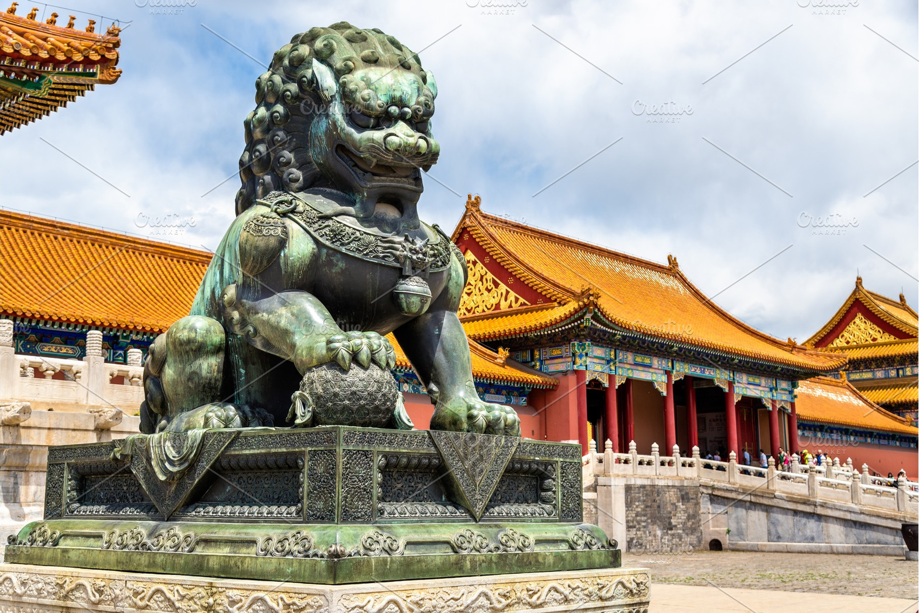 Bronze lion near the hall of supreme harmony beijing forbidden city, an Architecture Photo by Leonid Andronov