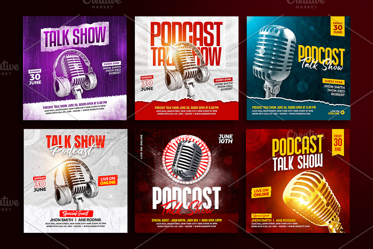 Podcast Talk Show Instagram Post, a Social Media Template by Yunus Ahmad
