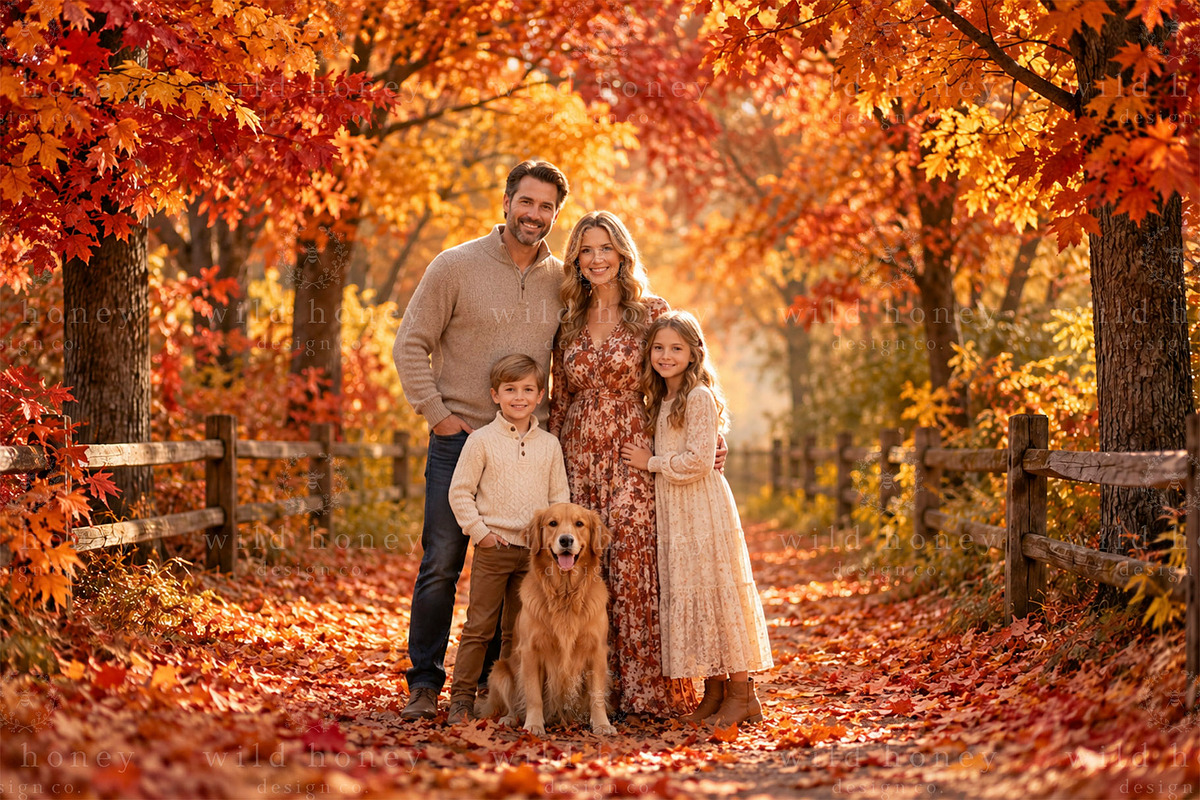 Fall Family Digital Backdrop, a Layer Style Add-On by Wild Honey Design Co. (Photo 1 of 2)