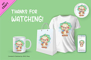 Cartoon Sheep on Vacation. Clipart, an Animal Illustration by KENO Mascots (Thumbnail 3 of 3)