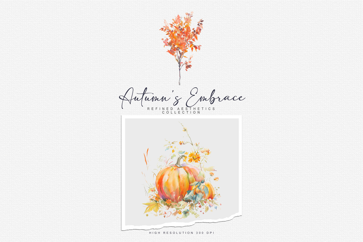 watercolor autumn scenery clipart, a Decorative Illustration by Patishop Art (Photo 2 of 10)