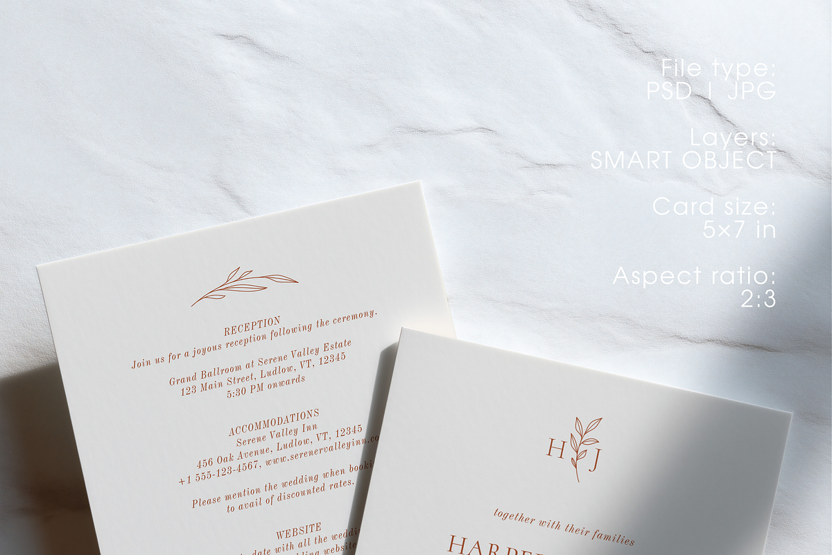 White Neutral Duo Invitation Mockup, a Product Mockup by Serenefeeling (Photo 3 of 6)