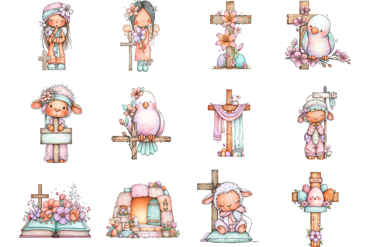 Christian Easter Clipart, an Illustration by Designking (Photo 2 of 4)