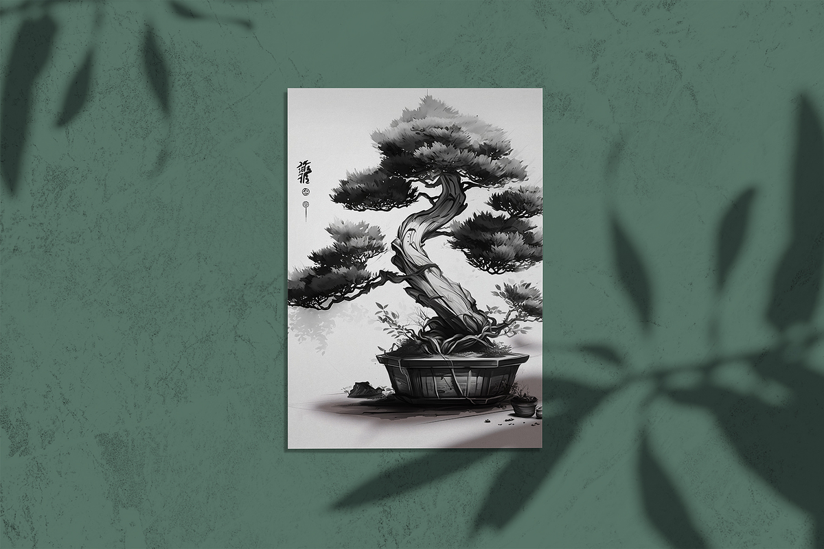 25 Japanese Bonsai BnW Sketches, a Decorative Illustration by Cam' Studio (Photo 3 of 4)