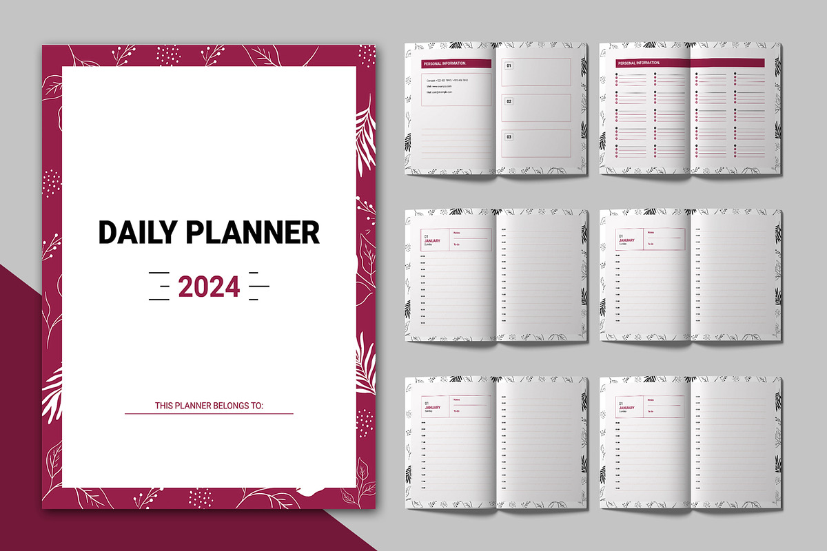 Daily Planner Template 2024, a Stationery Template by ContestDesign (Photo 1 of 4)