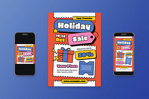 Red Holiday Sale Flyer Set, a Flyer Template by Aiyari Graphic