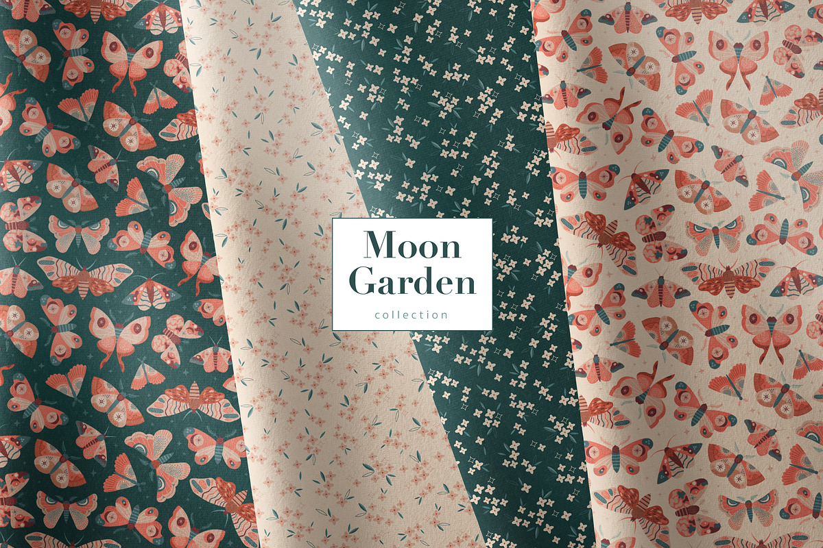 Moon Garden pattern & clipart, a Pattern Graphic by @olga.angelloz (Photo 10 of 16)