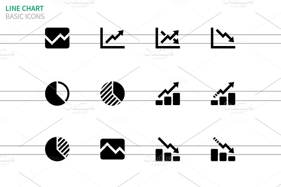 Line Chart And Diagram Icons