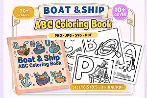 Boat & Ship ABC Coloring Book, an Education Illustration by Craftsbeefy