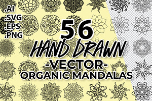 56 Hand Drawn Organic Mandalas