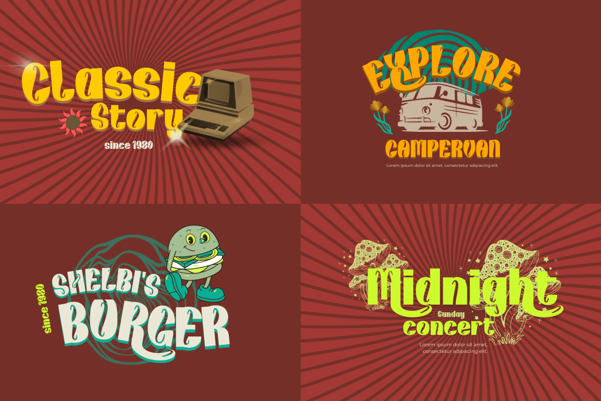 Kunhety | Groovy Retro Font, a Sans Serif Font by twinstd (Photo 8 of 12)