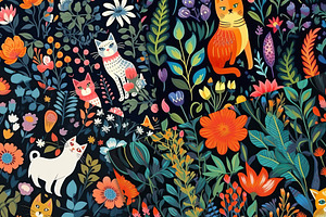 Floral Cat Patterns