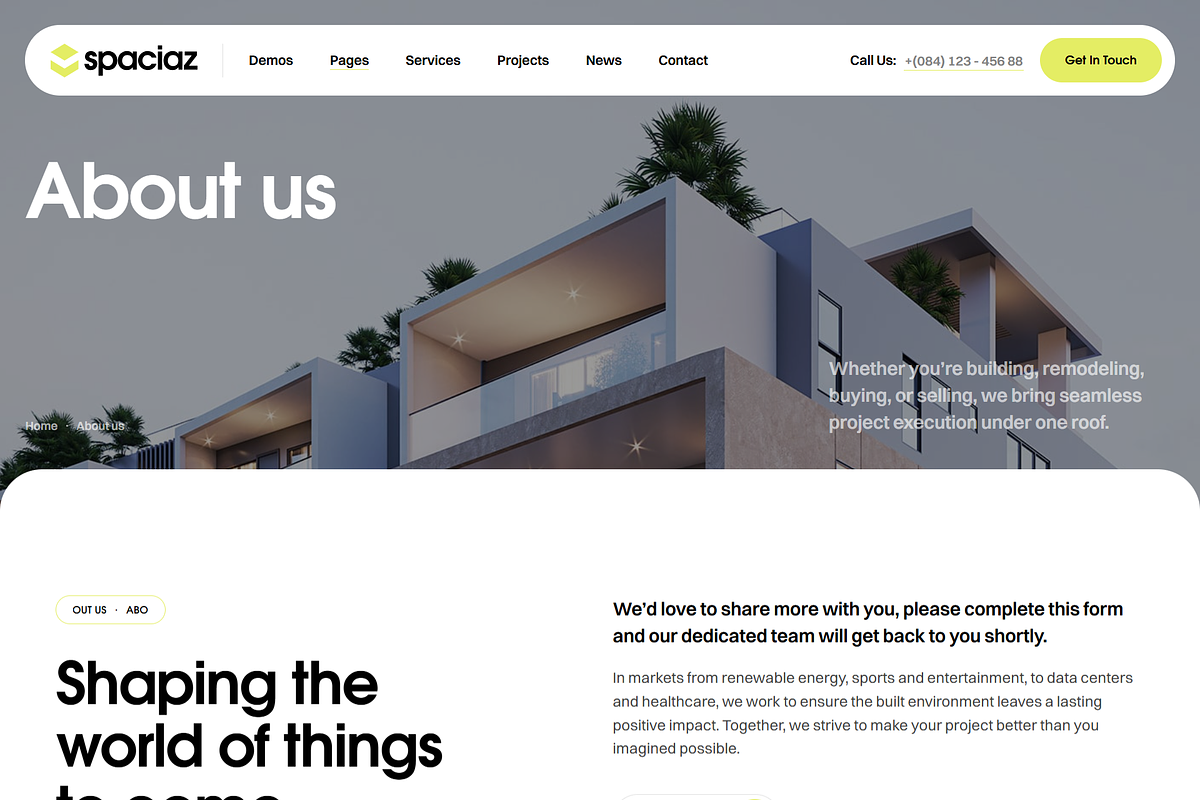 Real Estate & Construction Group, a WordPress Template by Design Spade (Photo 2 of 11)