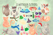 Cat watercolor clipart, an Animal Illustration by AnastasiaWatercolor (Thumbnail 2 of 6)