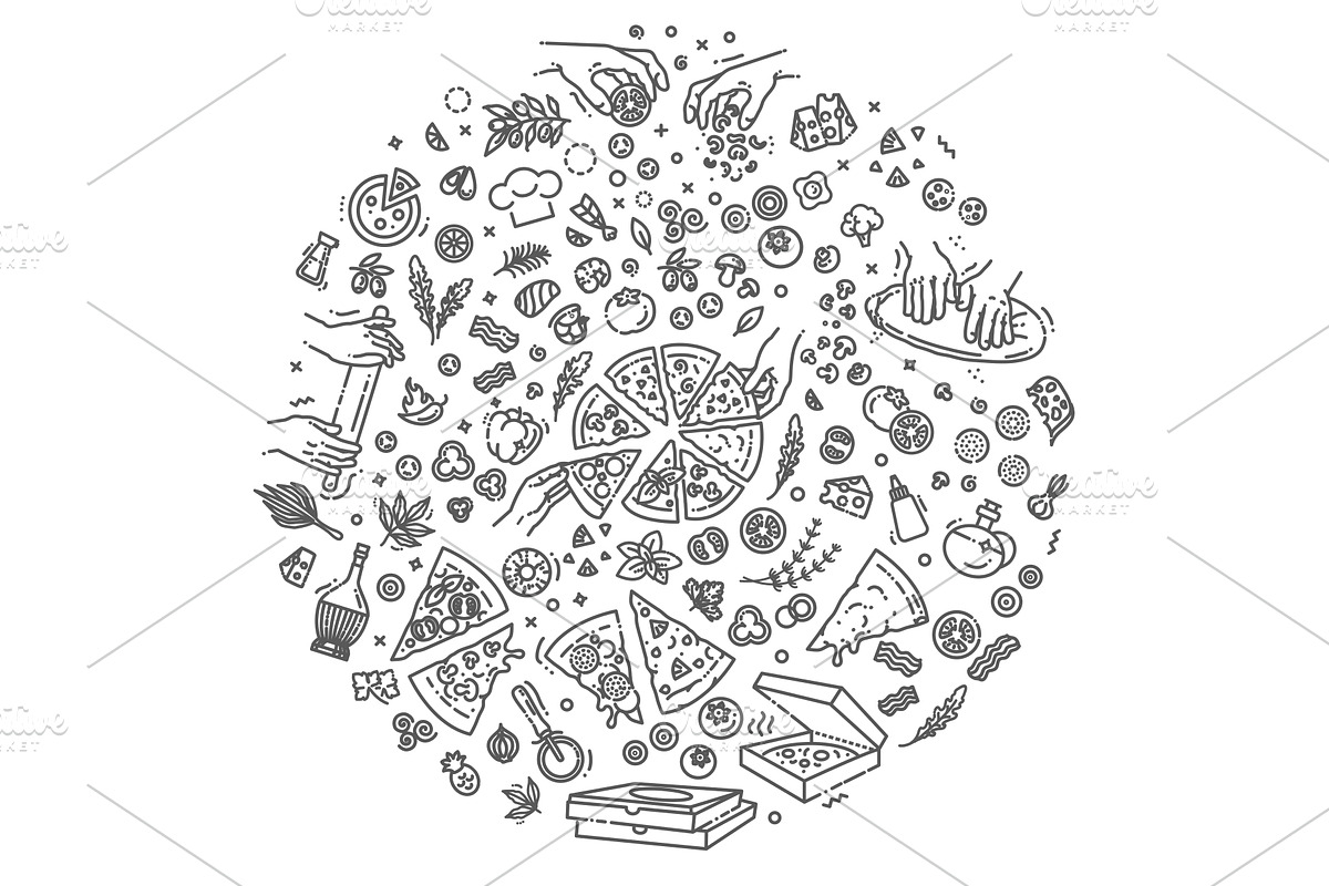 Italian Traditional Pizza icons, a Food Illustration by Tettygreen (Photo 1 of 4)