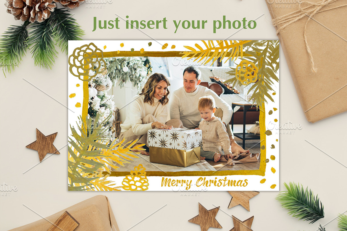Boho Holiday PhotoCards PSD Template, a Card Template by PSD templates and Photos (Photo 3 of 6)