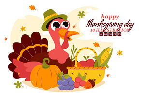 10 Thanksgiving Day Illustration, a Seasonal Illustration by denayunebgt