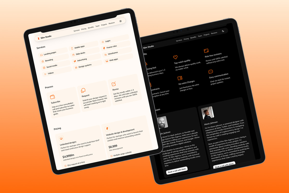 Slim Studio - Framer Agency template, a Landing Page Template by firdavsabdu (Photo 2 of 4)