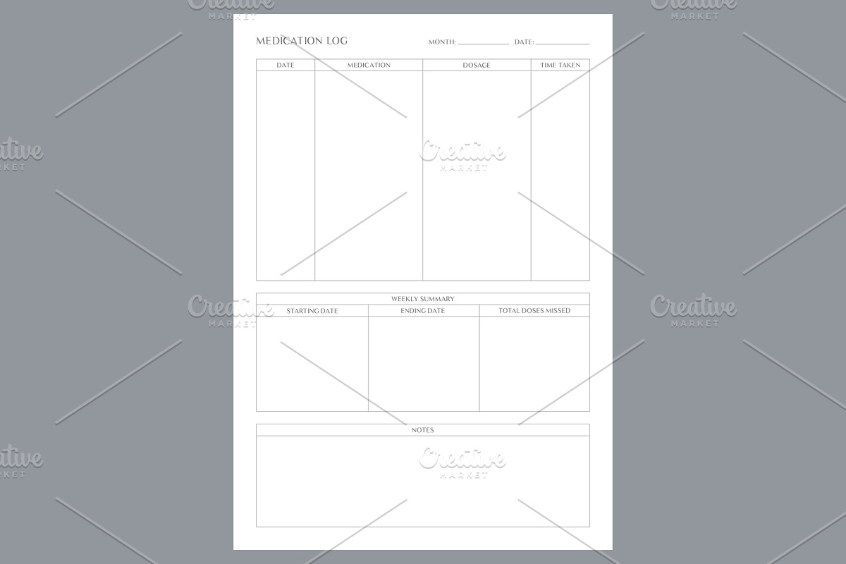 Mediation Log Self Care Planner Page, a Stationery Template by shahsoft (Photo 2 of 4)