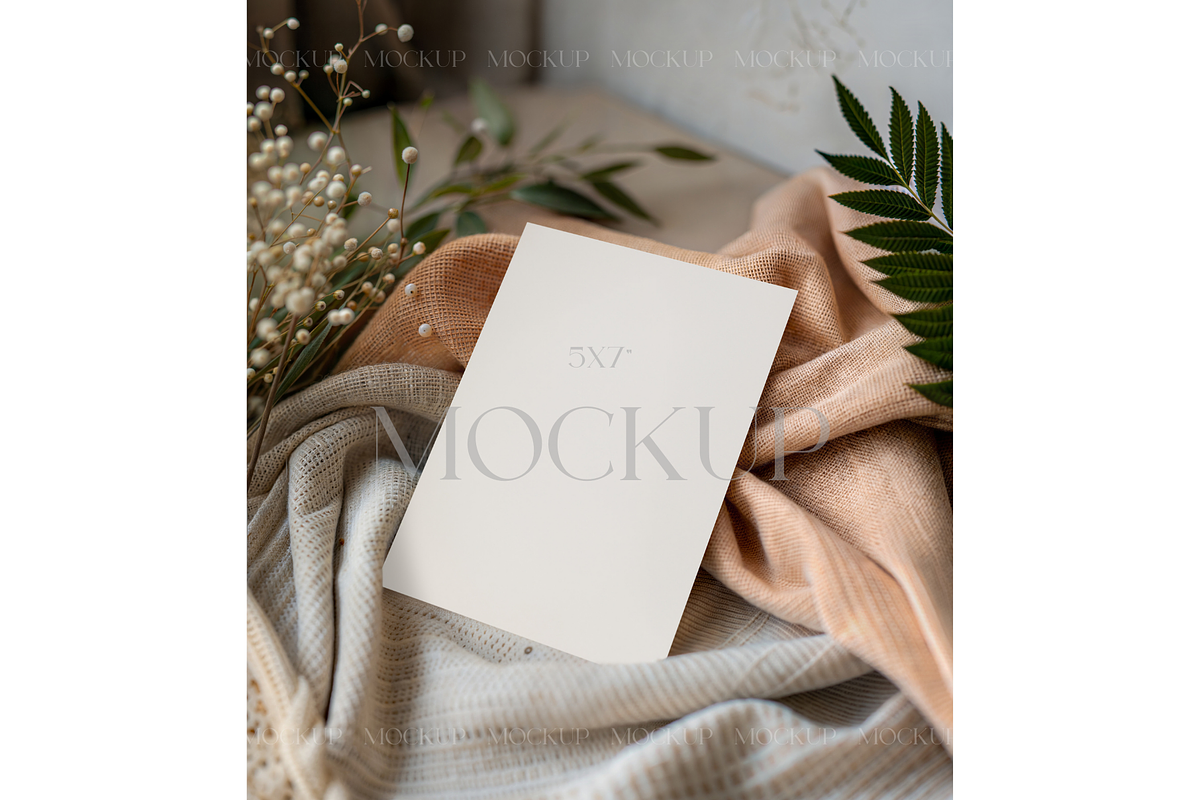 Floral Wedding Card Mockup, a Mockup by MockupWizard (Photo 1 of 3)