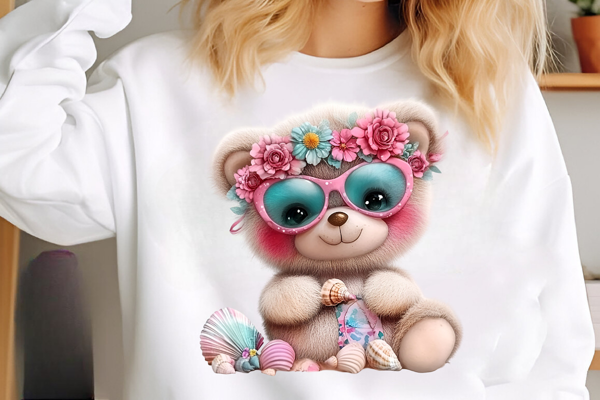 Whimsical summer teddy bear clipart, an Illustration by SinaCreation (Photo 5 of 9)