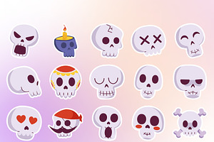 Halloween Skull Illustration & Stick