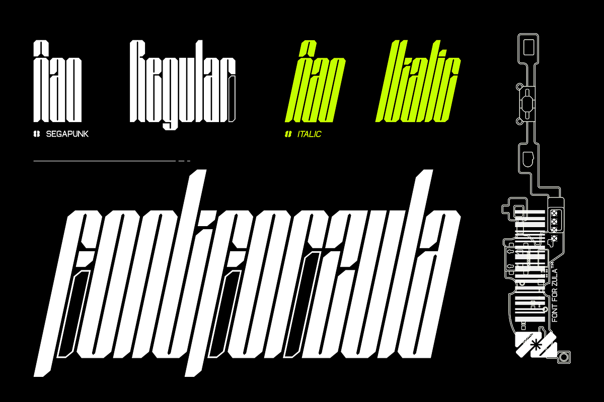 SEGAPUNK BOLD FUTURISTIC TYPEFACE, a Symbol Font by Font For Zula™ (Photo 3 of 13)