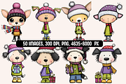 Quirky Christmas Dogs illustrations, an Animal Illustration by PrintHaven Designs (Thumbnail 6 of 9)