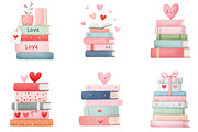 Valentine Stack of Books Clipart, an Illustration by Dream Creation (Thumbnail 5 of 7)