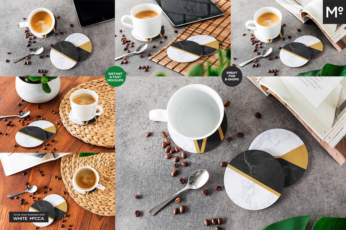 Round Coasters Mock-ups Set, a Cups & Container Mockup by Mocca Mockups Store (Photo 22 of 24)