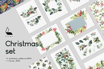 Christmas set of cards and patterns, a Card Template by Karma