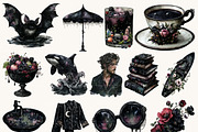 Watercolor Gothic Summer Clipart, a Seasonal Illustration by BusyDaydesign (Thumbnail 2 of 9)