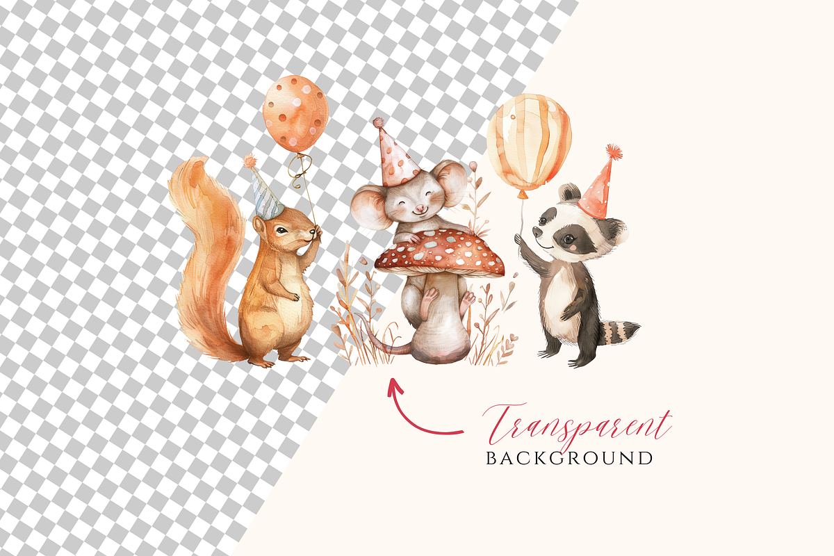 Woodland Party Watercolor Clipart, an Animal Illustration by ClipArtCharm (Photo 4 of 4)
