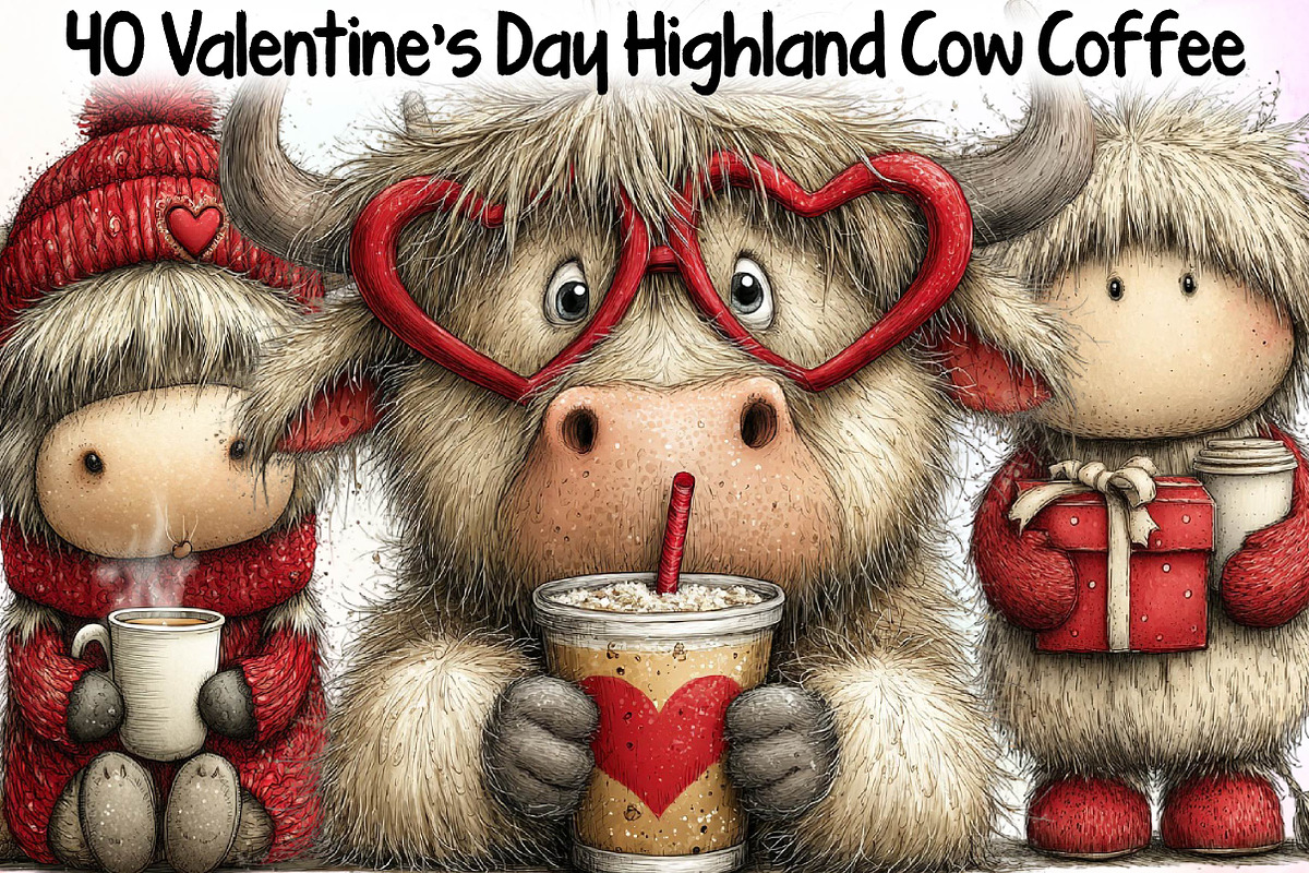 Valentine’s Day Highland Cow Coffee, an Illustration by Sublimation Artist (Photo 1 of 6)