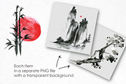 Sumi-e. Japanese ink painting., a Decorative Illustration by Dinkoobraz (Thumbnail 6 of 9)