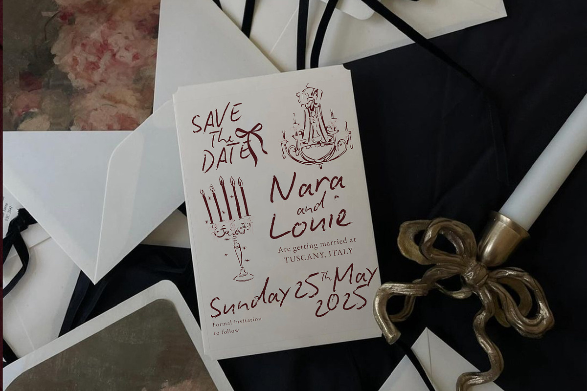 SAVE THE DATE Hand drawn Italian, an Invitation Template by Ivyandpalette (Photo 3 of 18)