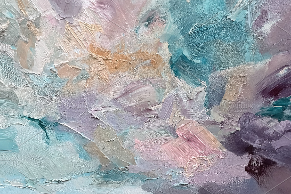 Abstract oil painting creating a vibrant, textured cloudscape fe, a Decorative Illustration by Studio ANNA