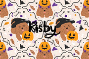 Halloween Dog Pumpkins Pattern, a Pattern Graphic by KisbyArt (Thumbnail 1 of 3)