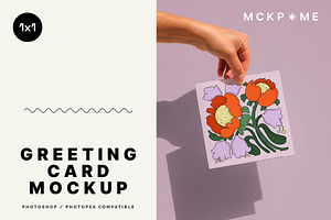 One square 1x1 greeting card mockup, a Merchandise Mockup by MCKP*ME