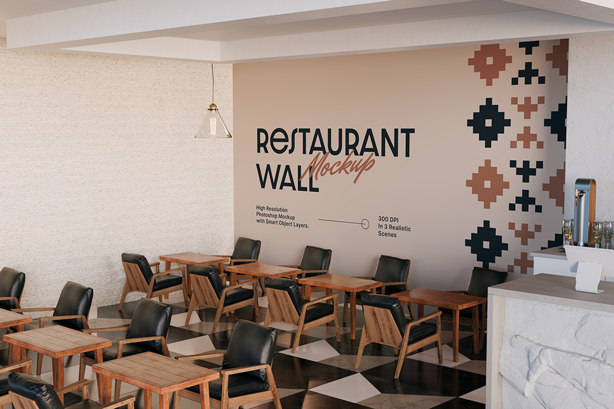 Restaurant Wall Mockup, an Advertising Mockup by Rahardi Creative (Photo 2 of 4)
