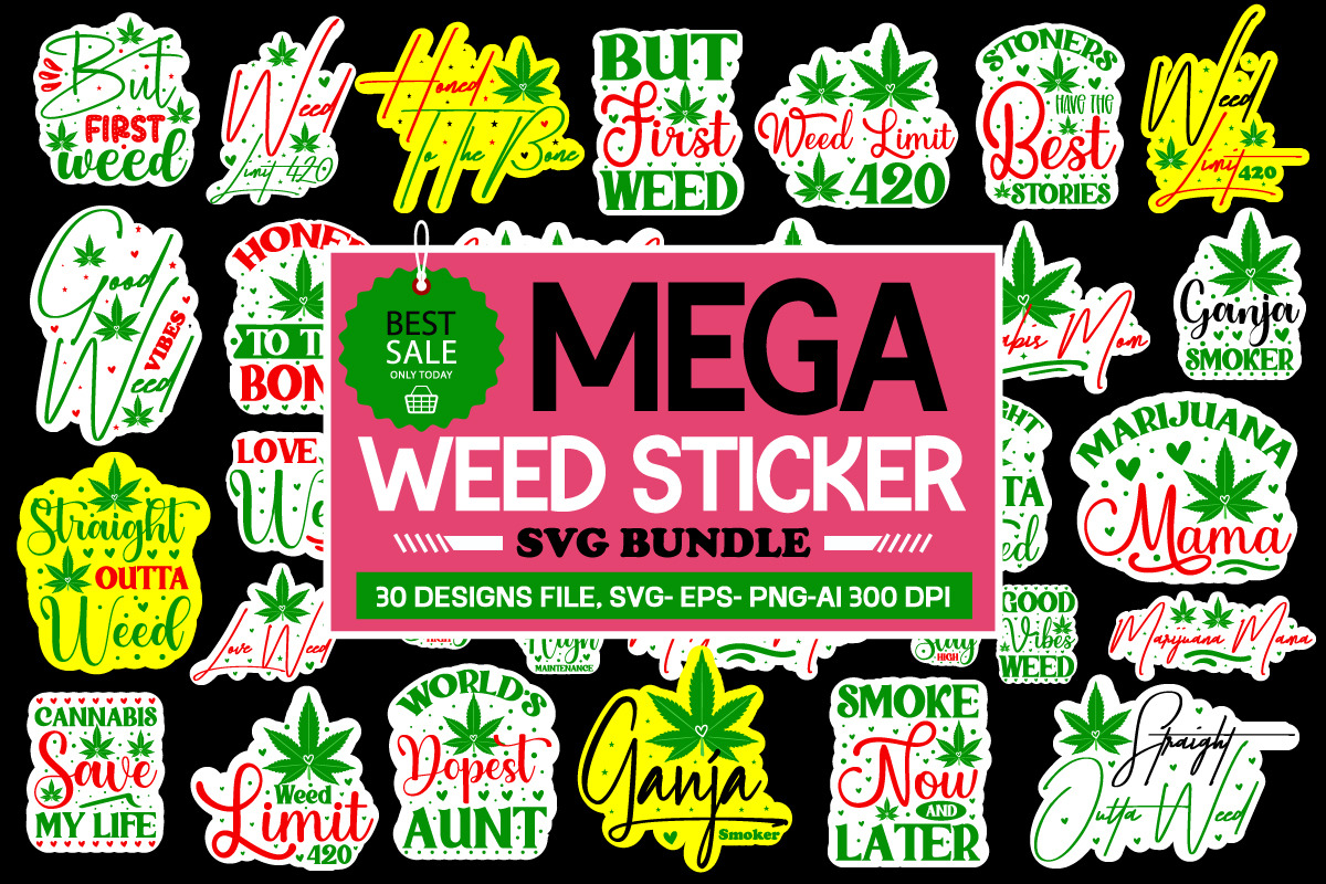 Weed Sticker Svg Bundle, an Object Graphic by GatewayDesign