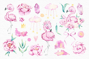 Sweet Flamingo Watercolor Collection