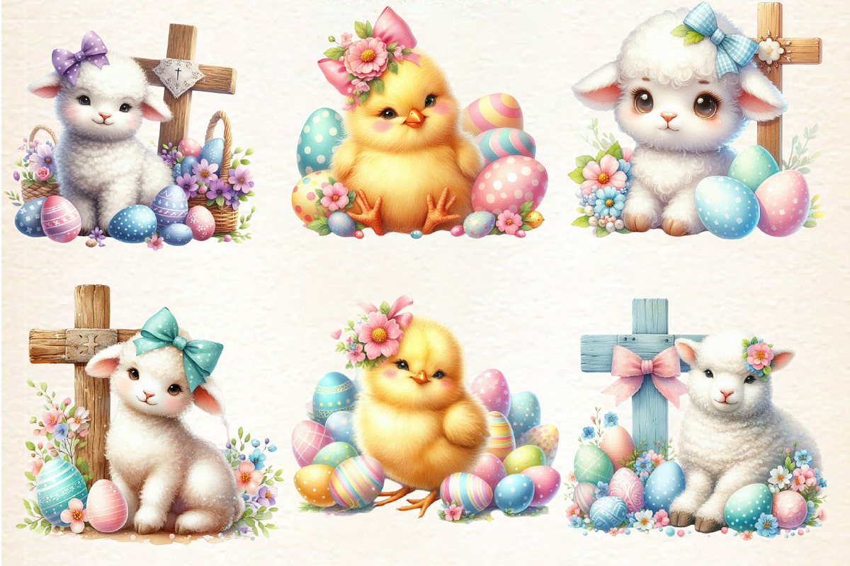 Easter Lamb and Goose Clipart Bundle, an Illustration by DreamArtGraphic (Photo 2 of 4)