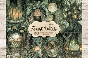Forest Witch Junk Journal Kit, a Person Illustration by GlamArtZhanna